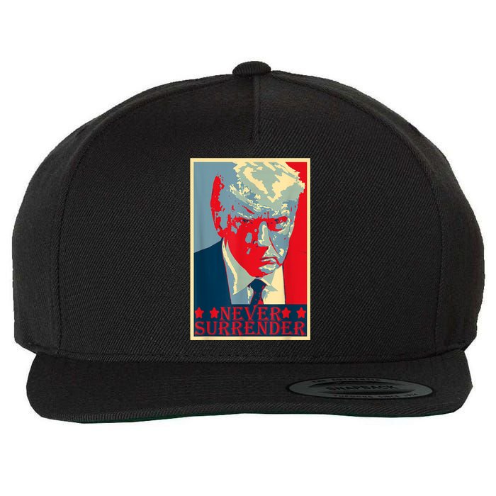 Trump Mug Shot Donald Trump Mug Shot Never Surrender Wool Snapback Cap