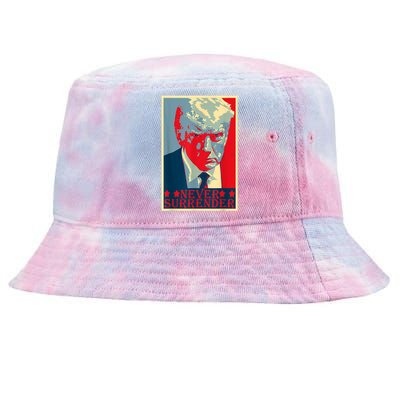 Trump Mug Shot Donald Trump Mug Shot Never Surrender Tie-Dyed Bucket Hat