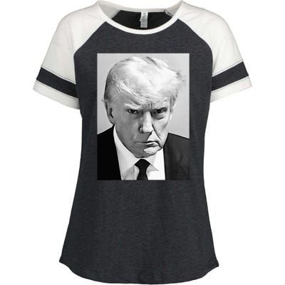 Trump Mug Shot Donald Trump Mug Shot Enza Ladies Jersey Colorblock Tee