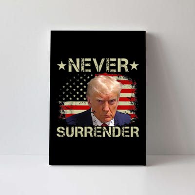 Trump Mug Shot Never Surrender Pro Trump American Flag Canvas