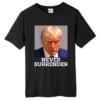 Trump Mug Shot Donald Trump Mug Shot Never Surrender Tall Fusion ChromaSoft Performance T-Shirt