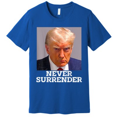 Trump Mug Shot Donald Trump Mug Shot Never Surrender Premium T-Shirt