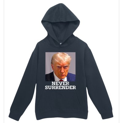 Trump Mug Shot Donald Trump Mug Shot Never Surrender Urban Pullover Hoodie