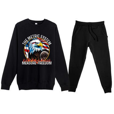 The Metric System CanT Measure Freedom Eagle Usa Flag Premium Crewneck Sweatsuit Set