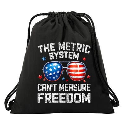 The Metric System Cant Measure Freedom Funny 4th Of July Drawstring Bag