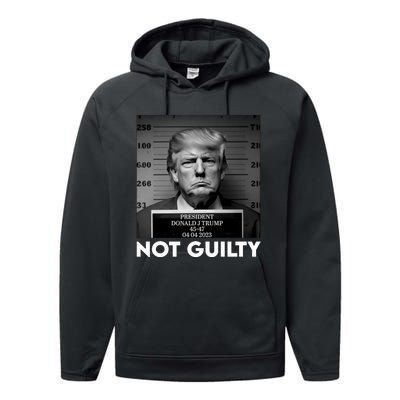 Trump Mug Shot, Trump Not Guilty Pro Trump Supporter Performance Fleece Hoodie