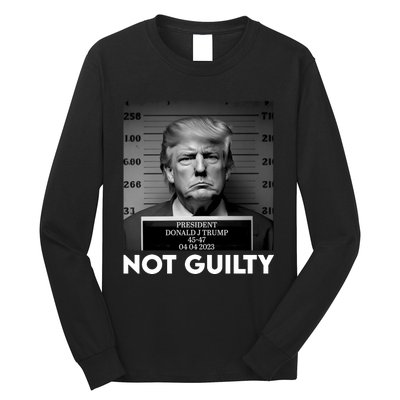 Trump Mug Shot, Trump Not Guilty Pro Trump Supporter Long Sleeve Shirt