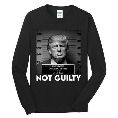 Trump Mug Shot, Trump Not Guilty Pro Trump Supporter Tall Long Sleeve T-Shirt