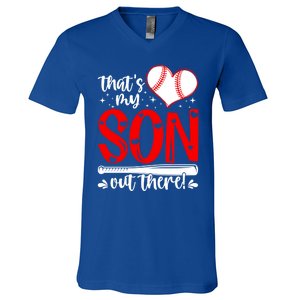 Thats My Son Baseball Mom Dad Mothers Day Gift V-Neck T-Shirt