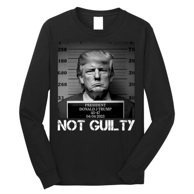 Trump Mug Shot, Trump Not Guilty Pro Trump Supporter Long Sleeve Shirt