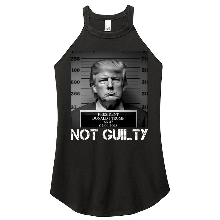 Trump Mug Shot, Trump Not Guilty Pro Trump Supporter Women's Perfect Tri Rocker Tank