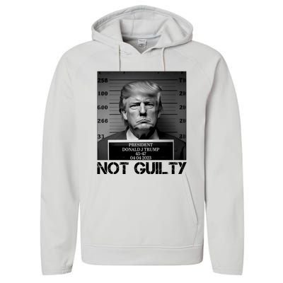 Trump Mug Shot, Trump Not Guilty Pro Trump Supporter Performance Fleece Hoodie