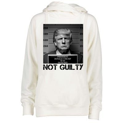 Trump Mug Shot, Trump Not Guilty Pro Trump Supporter Womens Funnel Neck Pullover Hood