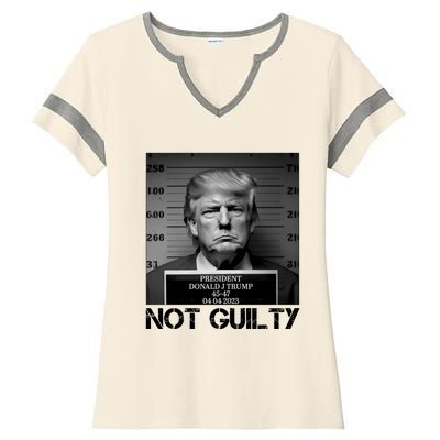 Trump Mug Shot, Trump Not Guilty Pro Trump Supporter Ladies Halftime Notch Neck Tee