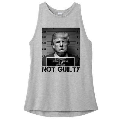 Trump Mug Shot, Trump Not Guilty Pro Trump Supporter Ladies PosiCharge Tri-Blend Wicking Tank