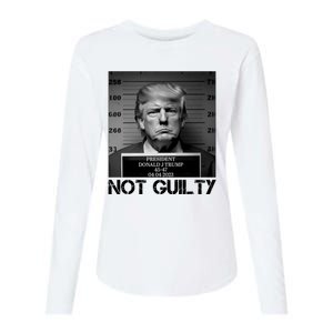 Trump Mug Shot, Trump Not Guilty Pro Trump Supporter Womens Cotton Relaxed Long Sleeve T-Shirt