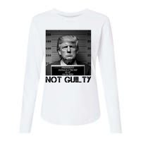 Trump Mug Shot, Trump Not Guilty Pro Trump Supporter Womens Cotton Relaxed Long Sleeve T-Shirt