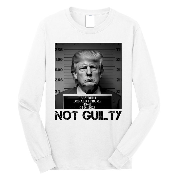 Trump Mug Shot, Trump Not Guilty Pro Trump Supporter Long Sleeve Shirt