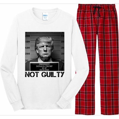 Trump Mug Shot, Trump Not Guilty Pro Trump Supporter Long Sleeve Pajama Set