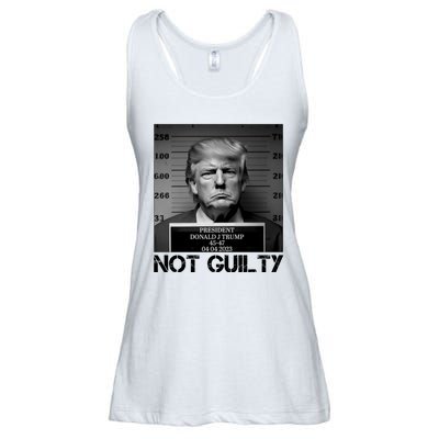 Trump Mug Shot, Trump Not Guilty Pro Trump Supporter Ladies Essential Flowy Tank