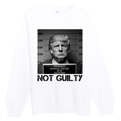 Trump Mug Shot, Trump Not Guilty Pro Trump Supporter Premium Crewneck Sweatshirt