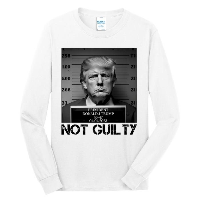 Trump Mug Shot, Trump Not Guilty Pro Trump Supporter Tall Long Sleeve T-Shirt