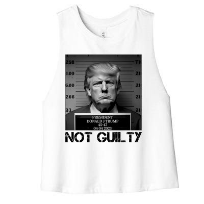 Trump Mug Shot, Trump Not Guilty Pro Trump Supporter Women's Racerback Cropped Tank