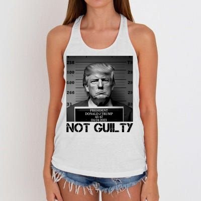 Trump Mug Shot, Trump Not Guilty Pro Trump Supporter Women's Knotted Racerback Tank