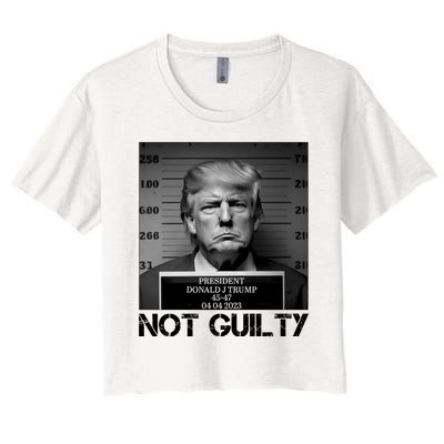 Trump Mug Shot, Trump Not Guilty Pro Trump Supporter Women's Crop Top Tee