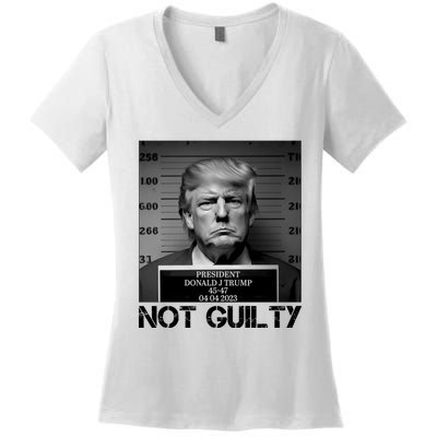 Trump Mug Shot, Trump Not Guilty Pro Trump Supporter Women's V-Neck T-Shirt