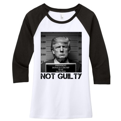 Trump Mug Shot, Trump Not Guilty Pro Trump Supporter Women's Tri-Blend 3/4-Sleeve Raglan Shirt