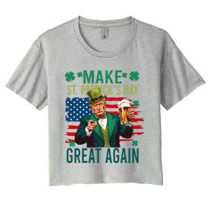 Trump Make St PatrickS Day Great Again American Flag Irish Women's Crop Top Tee