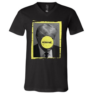 Trump Mug Shot Never Surrender Green Nimrod Trump Day V-Neck T-Shirt