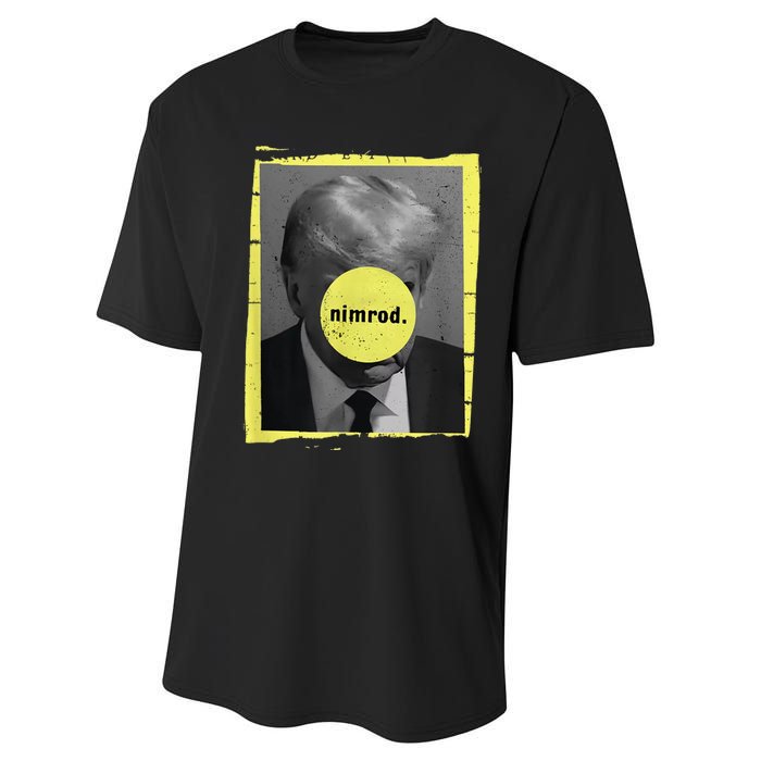 Trump Mug Shot Never Surrender Green Nimrod Trump Day Performance Sprint T-Shirt