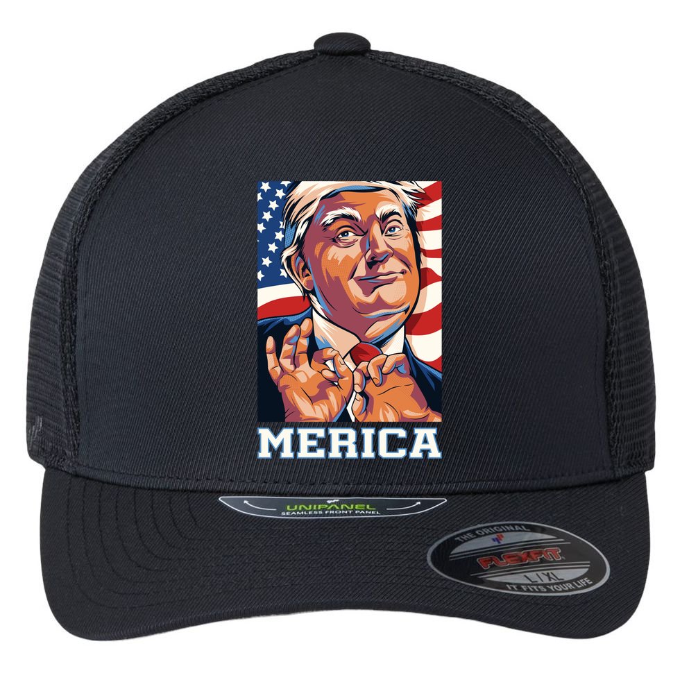 Trump Merica Sarcastic Funny Poster Art Gift Flexfit Unipanel Trucker Cap