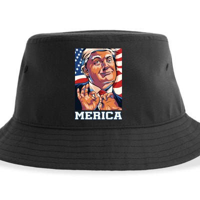 Trump Merica Sarcastic Funny Poster Art Gift Sustainable Bucket Hat