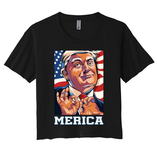 Trump Merica Sarcastic Funny Poster Art Gift Crop Top