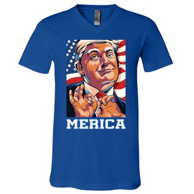 Trump Merica Sarcastic Funny Poster Art Gift V-Neck T-Shirt