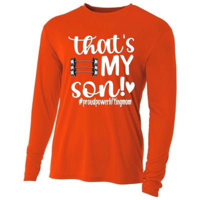 That's My Son Proud Powerlifting Mom Gift Cooling Performance Long Sleeve Crew