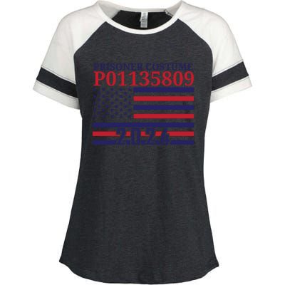 Trump Mug Shot Prisoner Costume P01135809 Enza Ladies Jersey Colorblock Tee