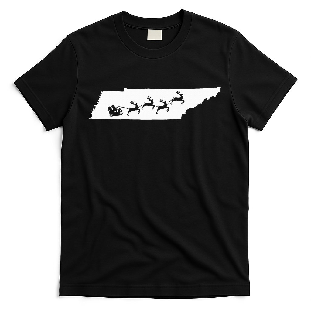 Tennessee Map Santa Christmas Reindeer Xmas T-Shirt
