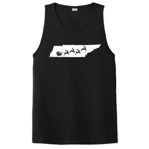 Tennessee Map Santa Christmas Reindeer Xmas PosiCharge Competitor Tank