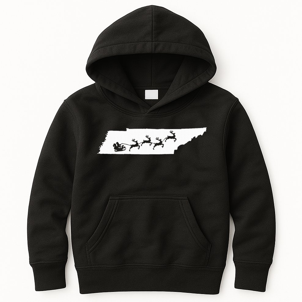 Tennessee Map Santa Christmas Reindeer Xmas Kids Hoodie