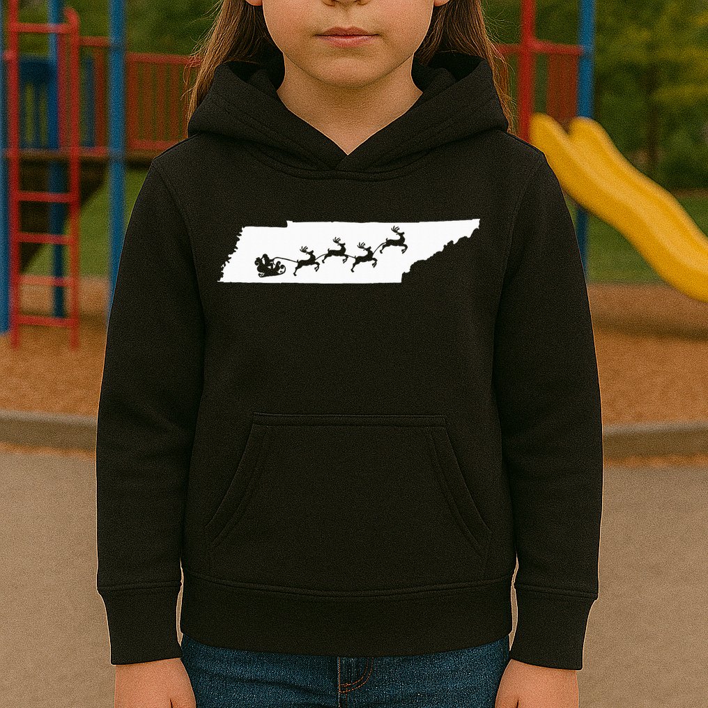 Tennessee Map Santa Christmas Reindeer Xmas Kids Hoodie