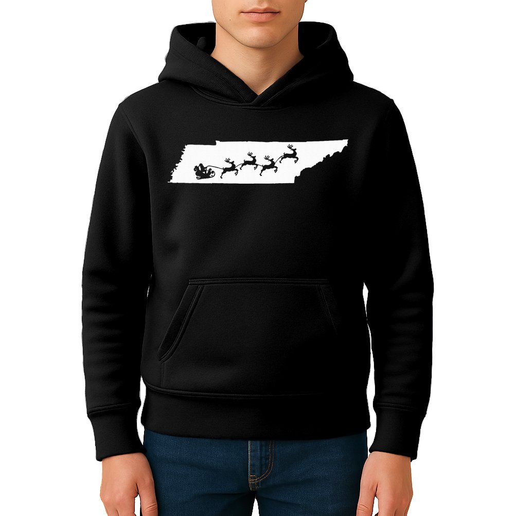 Tennessee Map Santa Christmas Reindeer Xmas Kids Hoodie