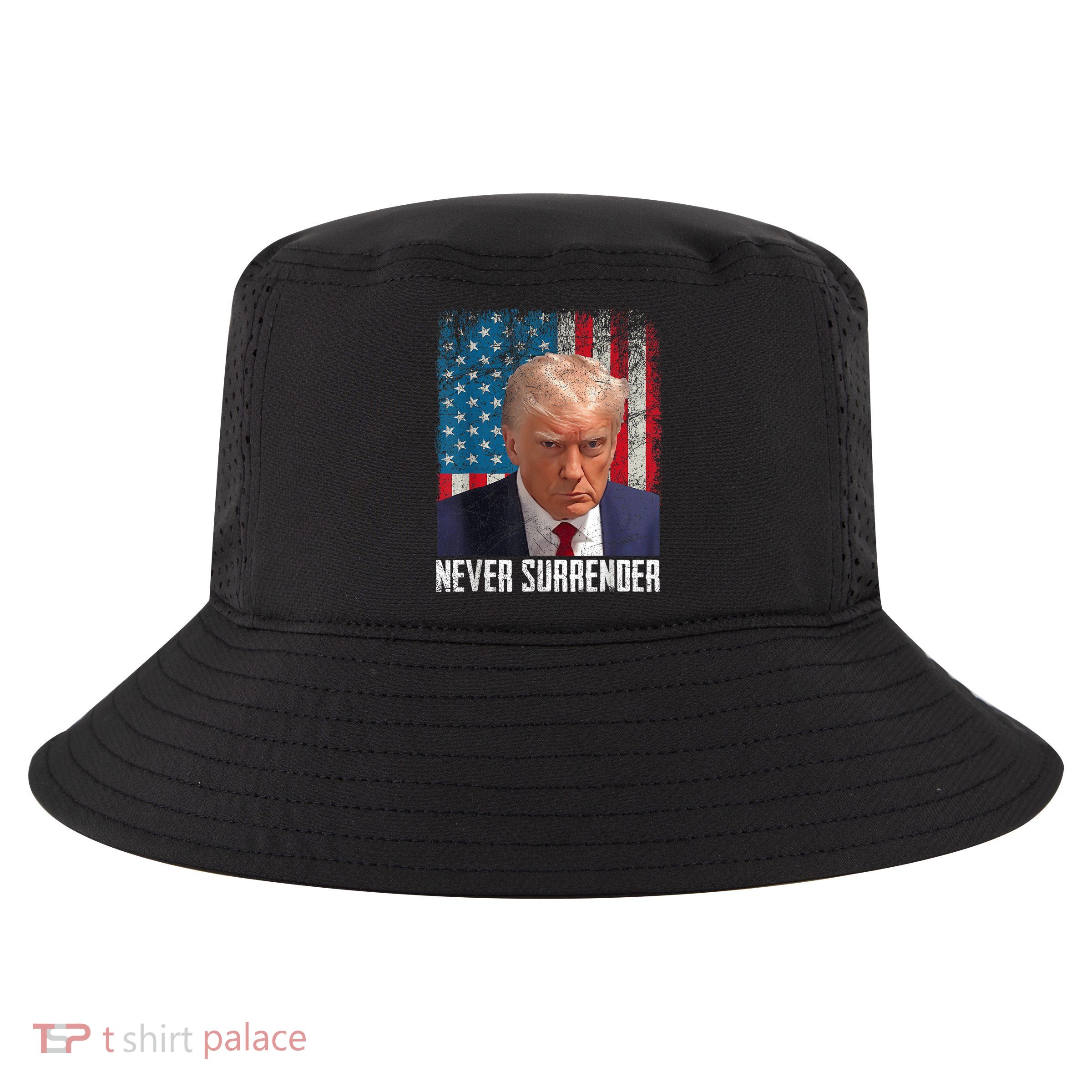Trump Mug Shot Donald Trump Mug Shot Never Surrender Cool Comfort Performance Bucket Hat