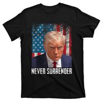 Trump Mug Shot Donald Trump Mug Shot Never Surrender T-Shirt