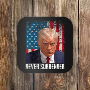 Trump Mug Shot Donald Trump Mug Shot Never Surrender Coaster