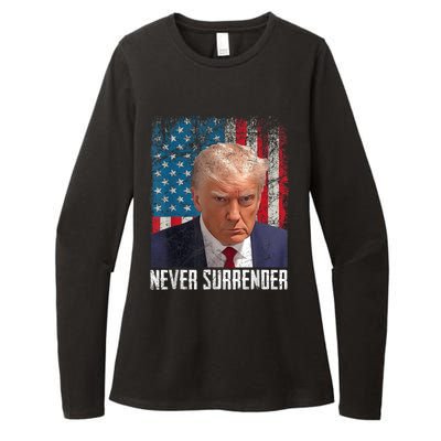 Trump Mug Shot Donald Trump Mug Shot Never Surrender Womens CVC Long Sleeve Shirt