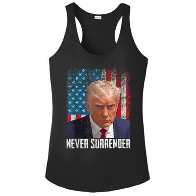 Trump Mug Shot Donald Trump Mug Shot Never Surrender Ladies PosiCharge Competitor Racerback Tank